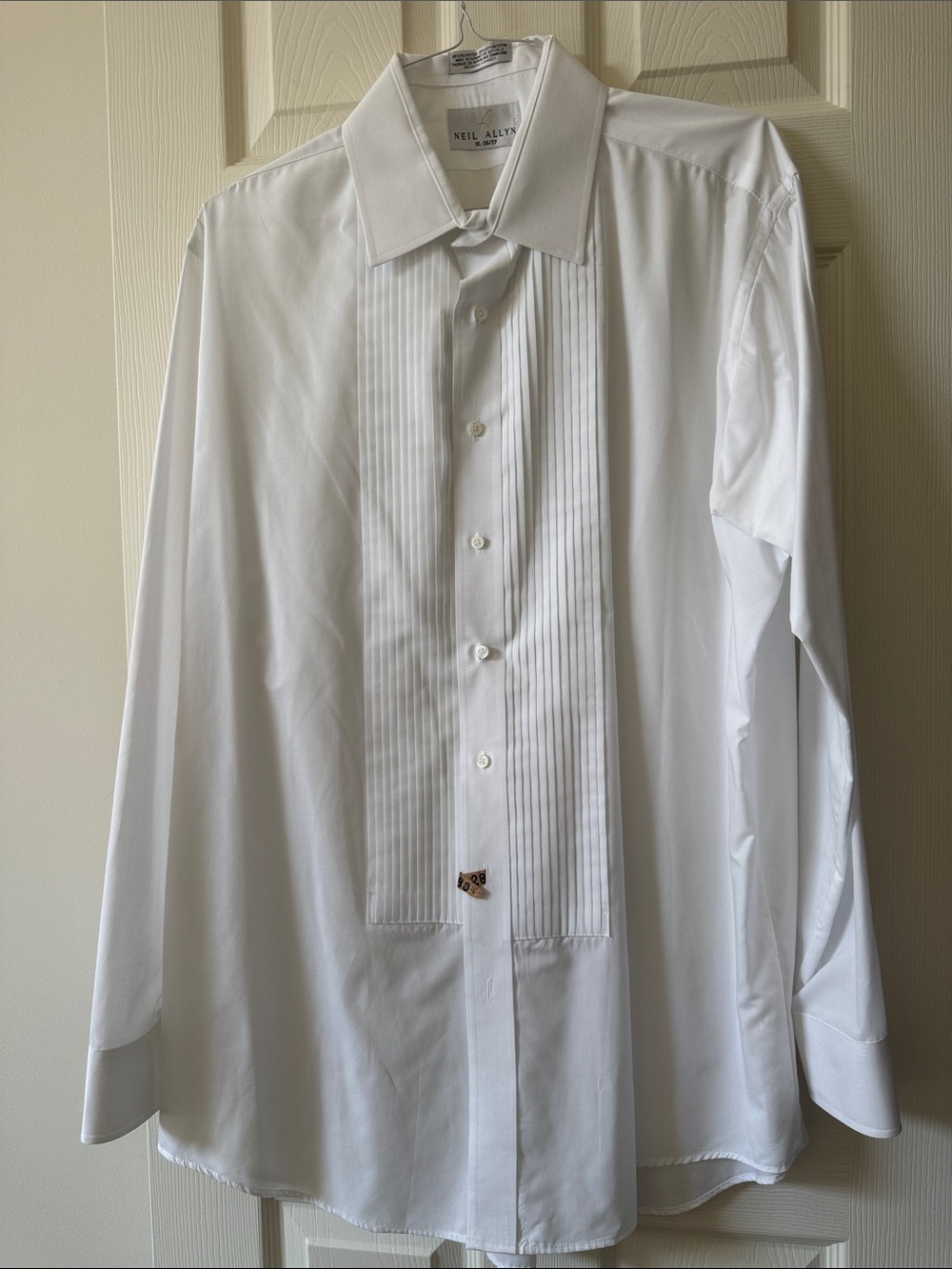 Neil Allyn White Pleated-Front Men's Dress Shirt